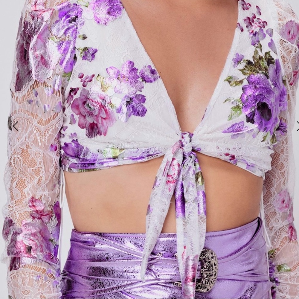 For Love & Lemons Wildflower Tie Front Top